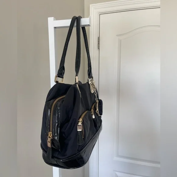 Ann Taylor Black Shoulder Bag with Gold Accents - Picture 2 of 5